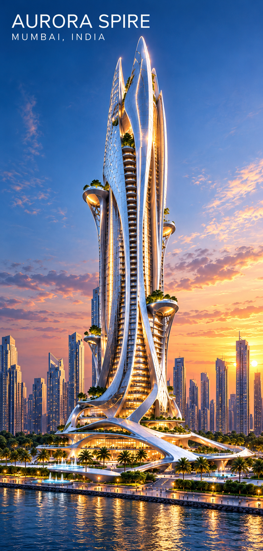 Aurora Spire Over Mumbai Waterfront