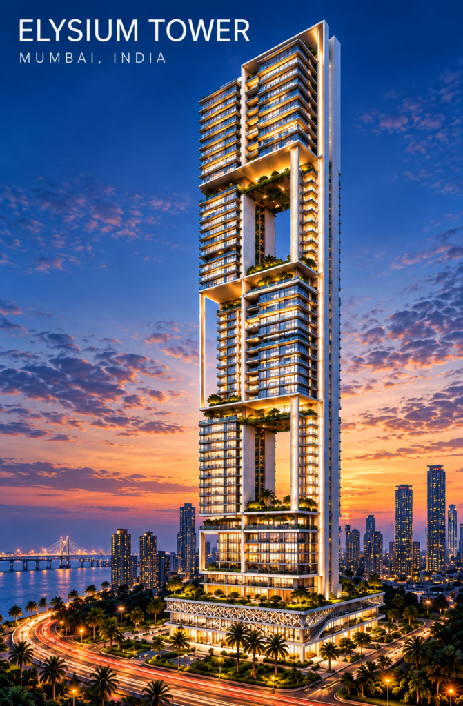 Elysium Tower at Mumbai Dusk