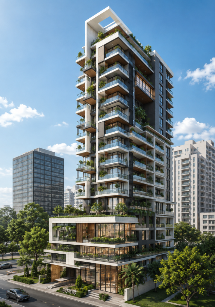 High-rise residential architecture rendering 4