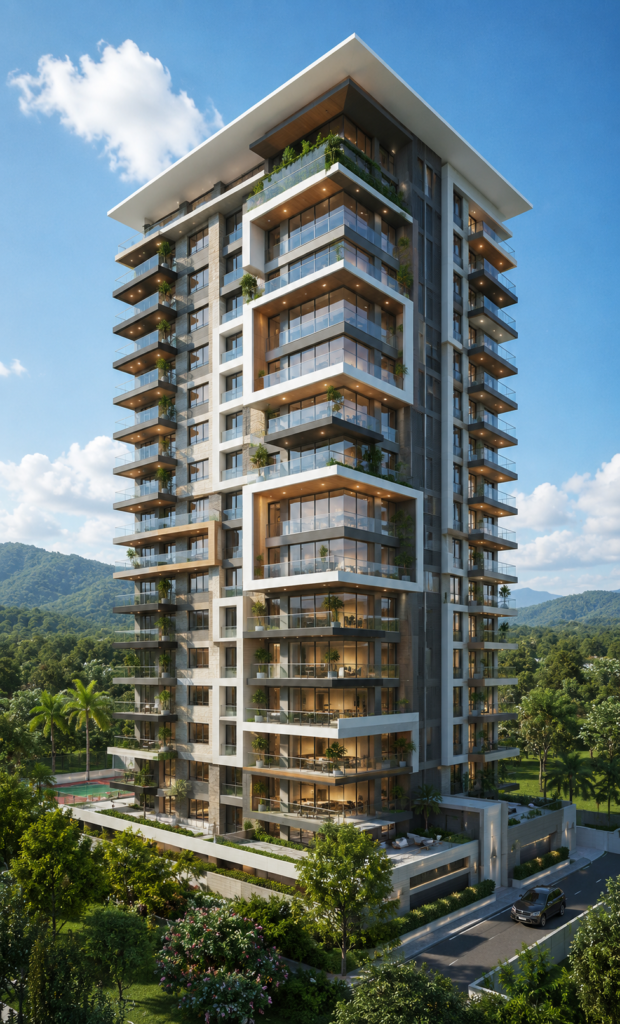 High-rise residential architecture rendering 5