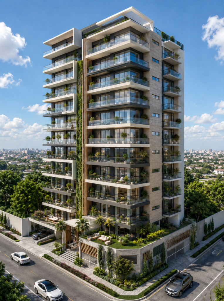 High-rise residential architecture rendering 6