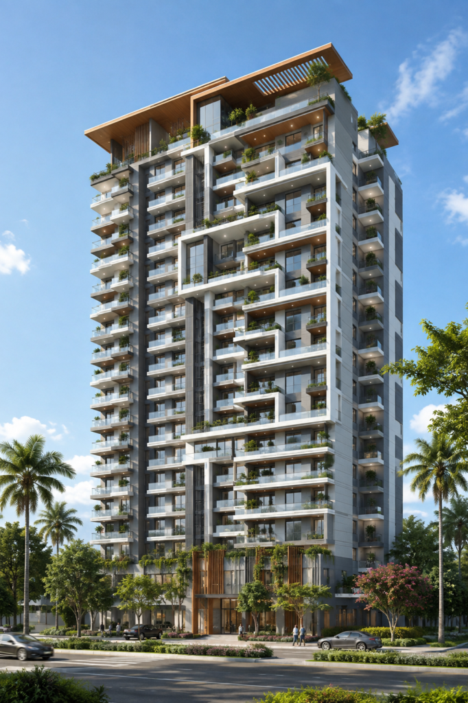 High-rise residential architecture rendering 7